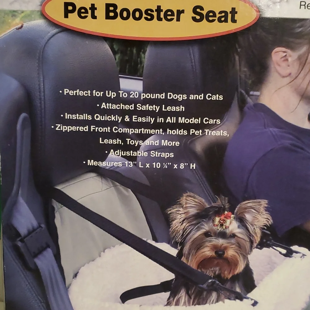 New in Box, safety pet booster seat with front pocket storage